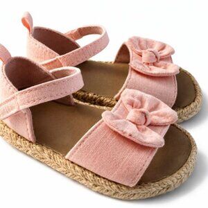 Carter’s Baby Girl Sandals 6–9M Pink Bow Espadrille Prewalker Shoes-AC265